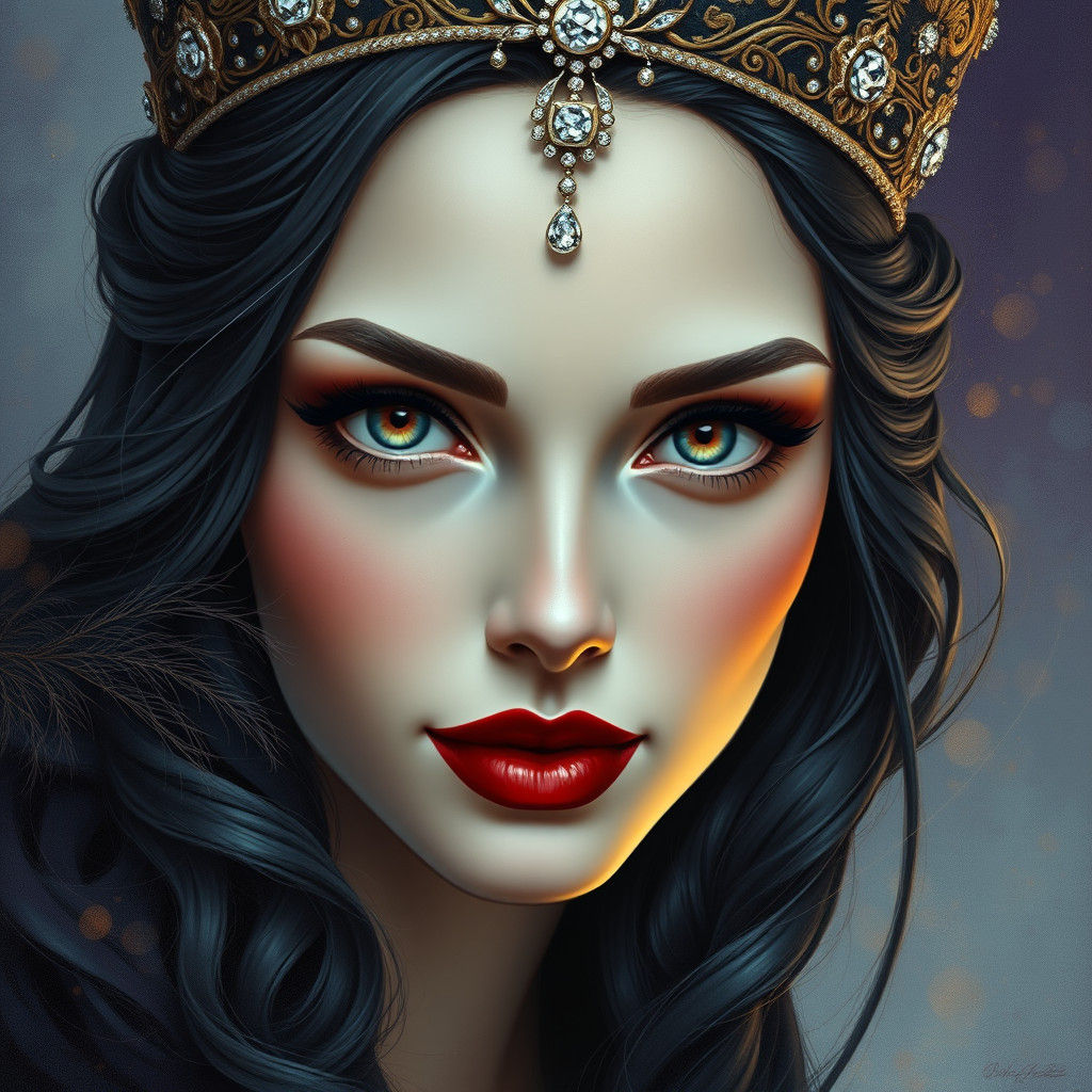 Crowned Woman Portrait in Art Nouveau Style