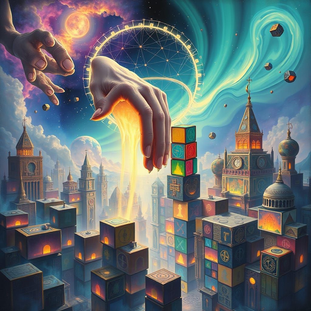 Cosmic Metropolis of Interconnected Rubik's Cubes