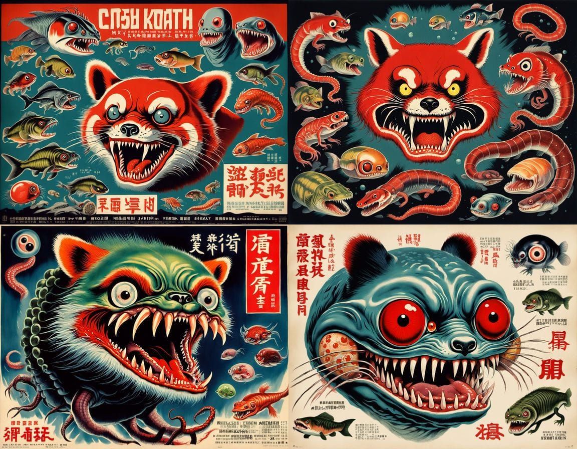 1950s Horror Movie Poster: Mutant Creature Attack