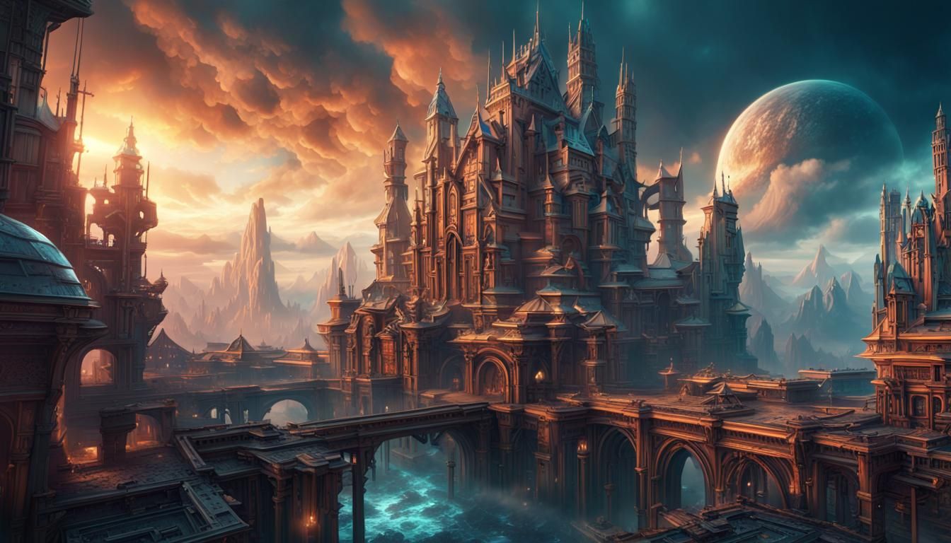 Detailed Hi-Tech Background in Digital Art Style