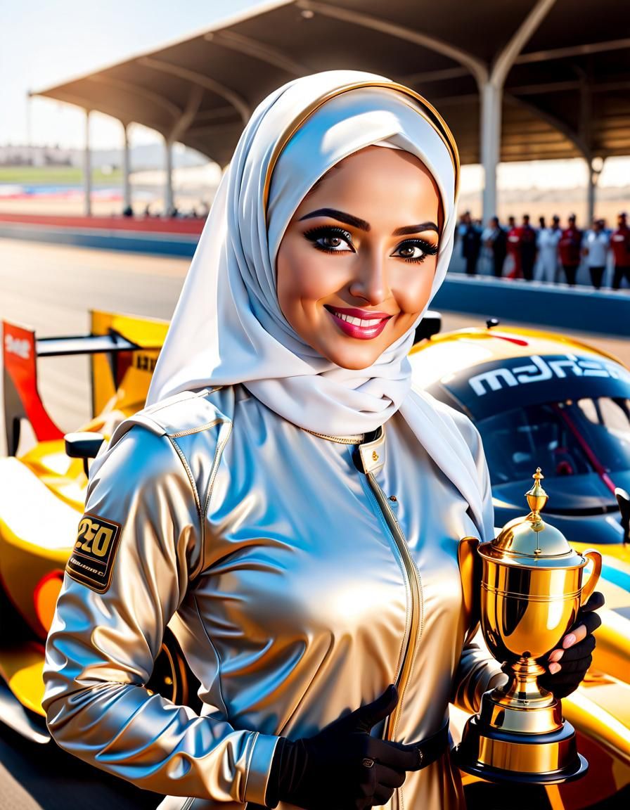 Arabian Hijabi Athlete Portrait in Realistic Style