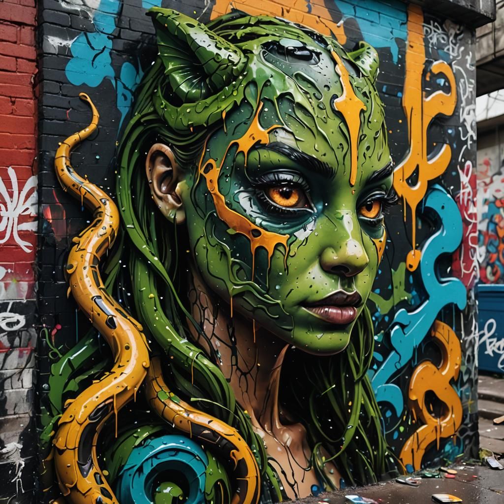 Moody Graffiti Art in Hyperrealistic Style