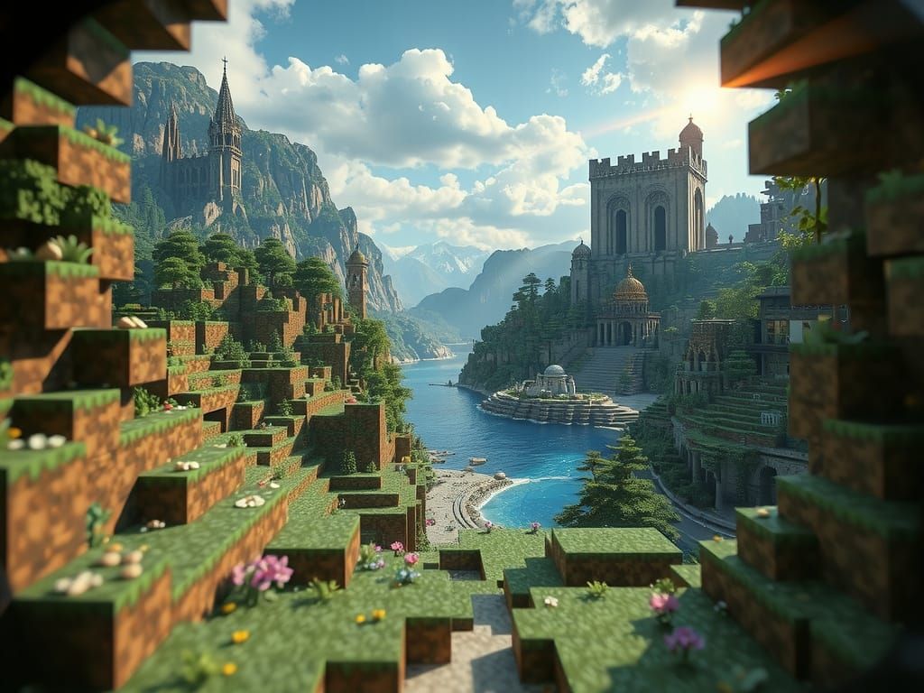 Alternate Universe Through Glasses in Minecraft Style