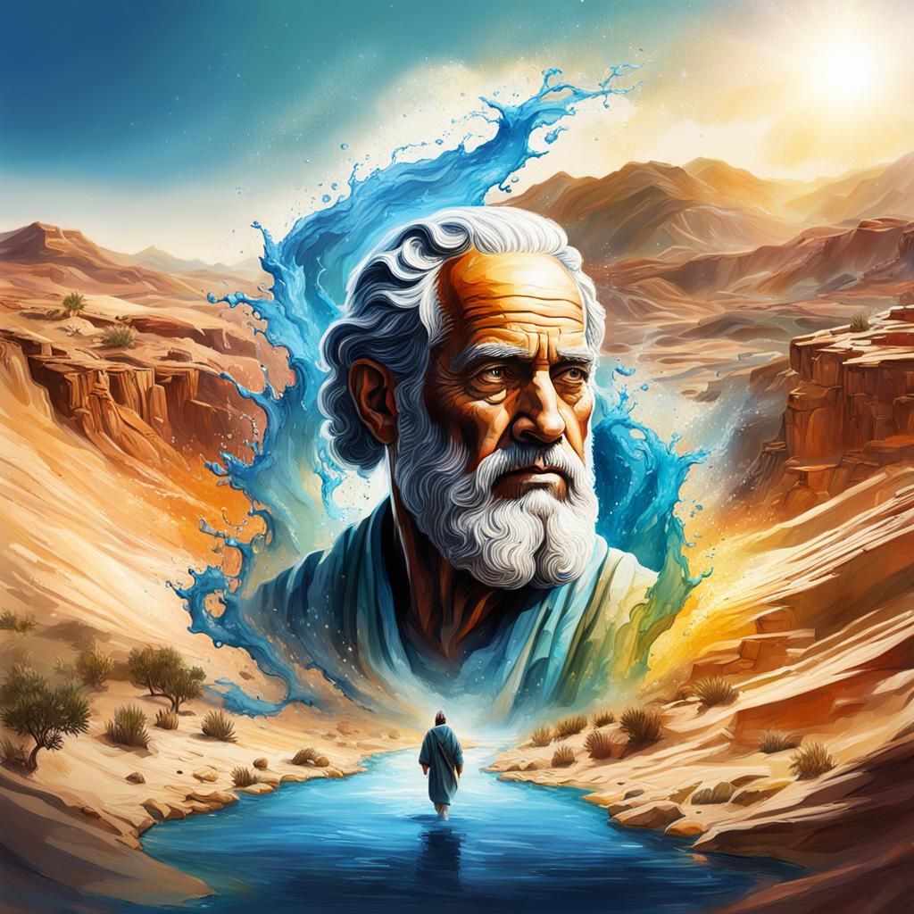 Moses Double Exposure in Hebrew Style