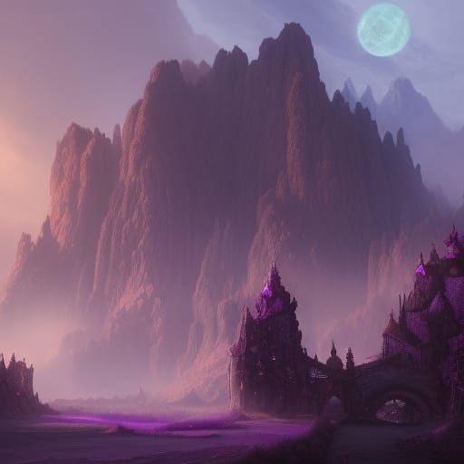 Detailed Matte Painting in Deep Purple Color