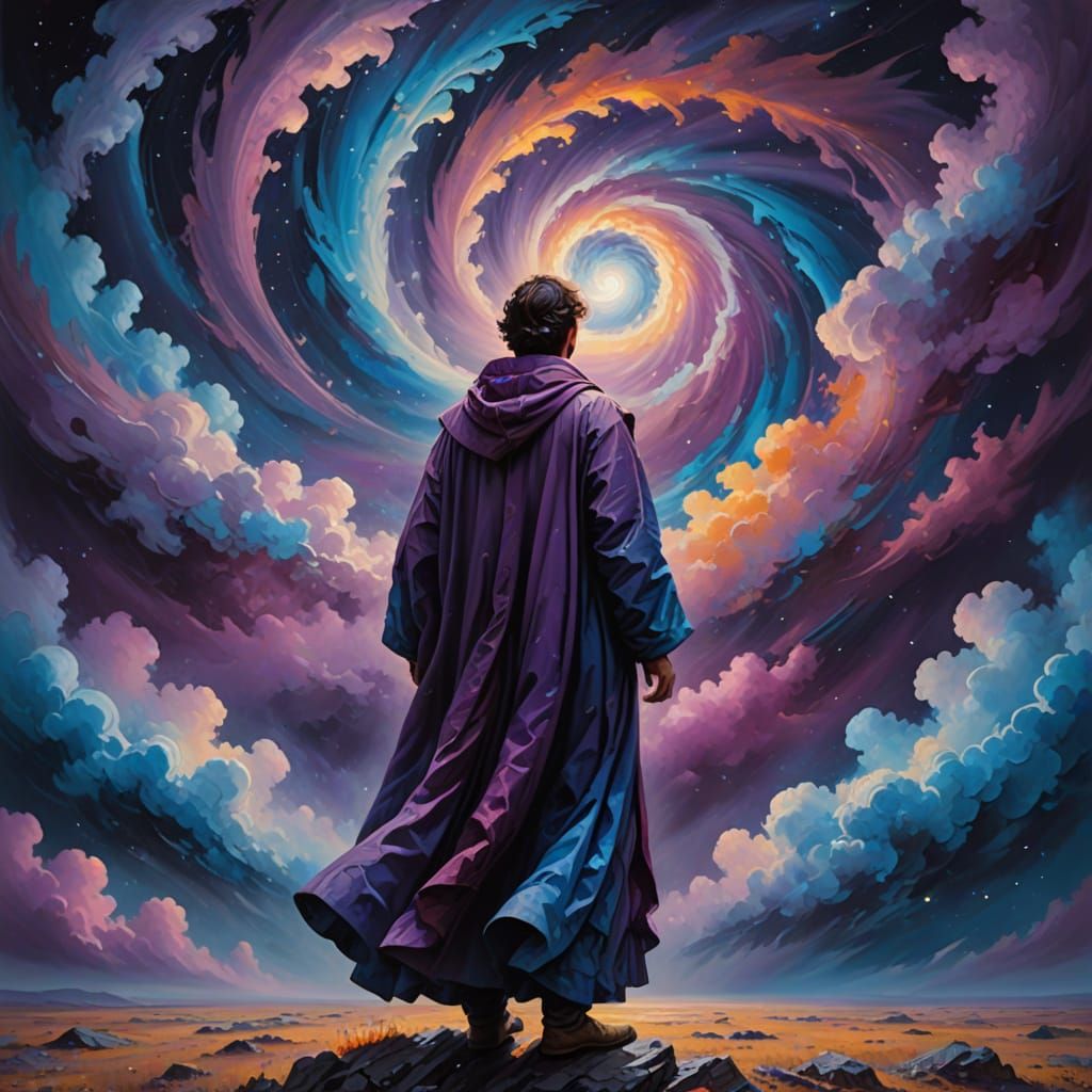 Ethereal Dreamer in Vibrant Starry Expanse