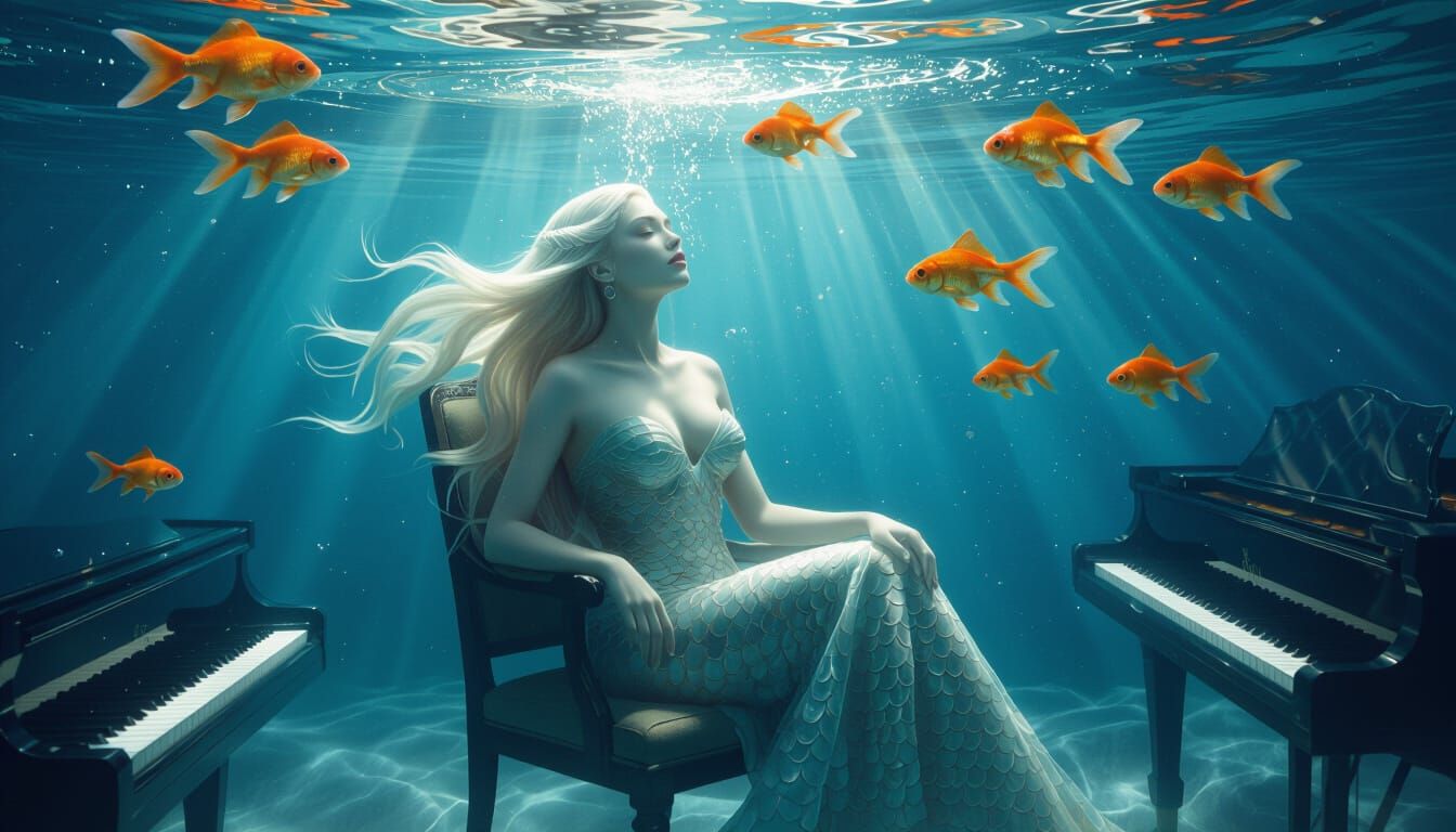 Surreal Mermaid in Underwater Dreamscape