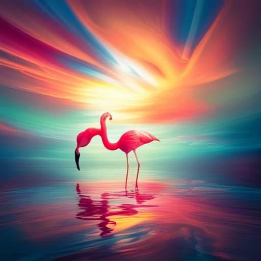 Blown Glass Pink Flamingo in Divine Light