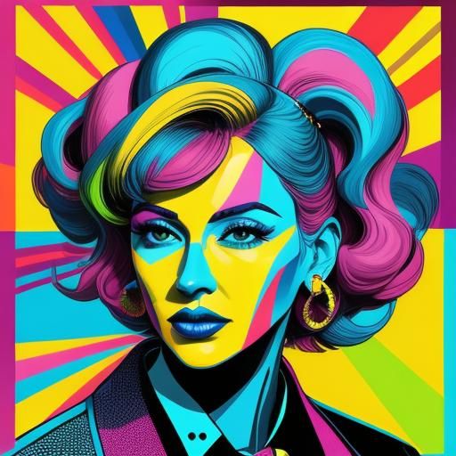 80s Pop Art Portrait in Bauhaus Style