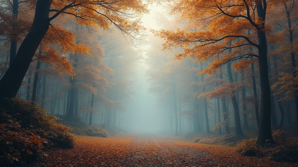 Mythological Autumn Forest Poster in Matte Painting Style