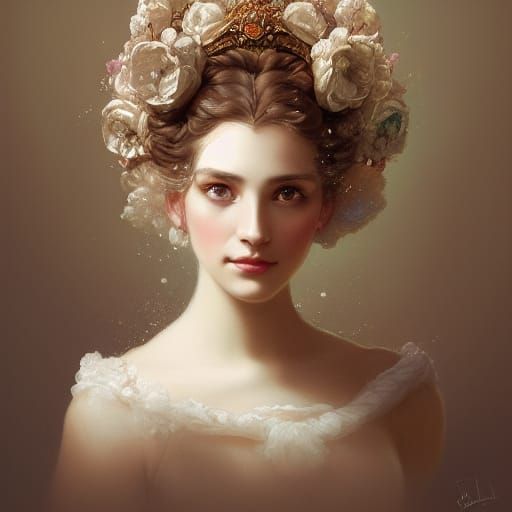 Rococo Princess Portrait in Dynamic Lighting