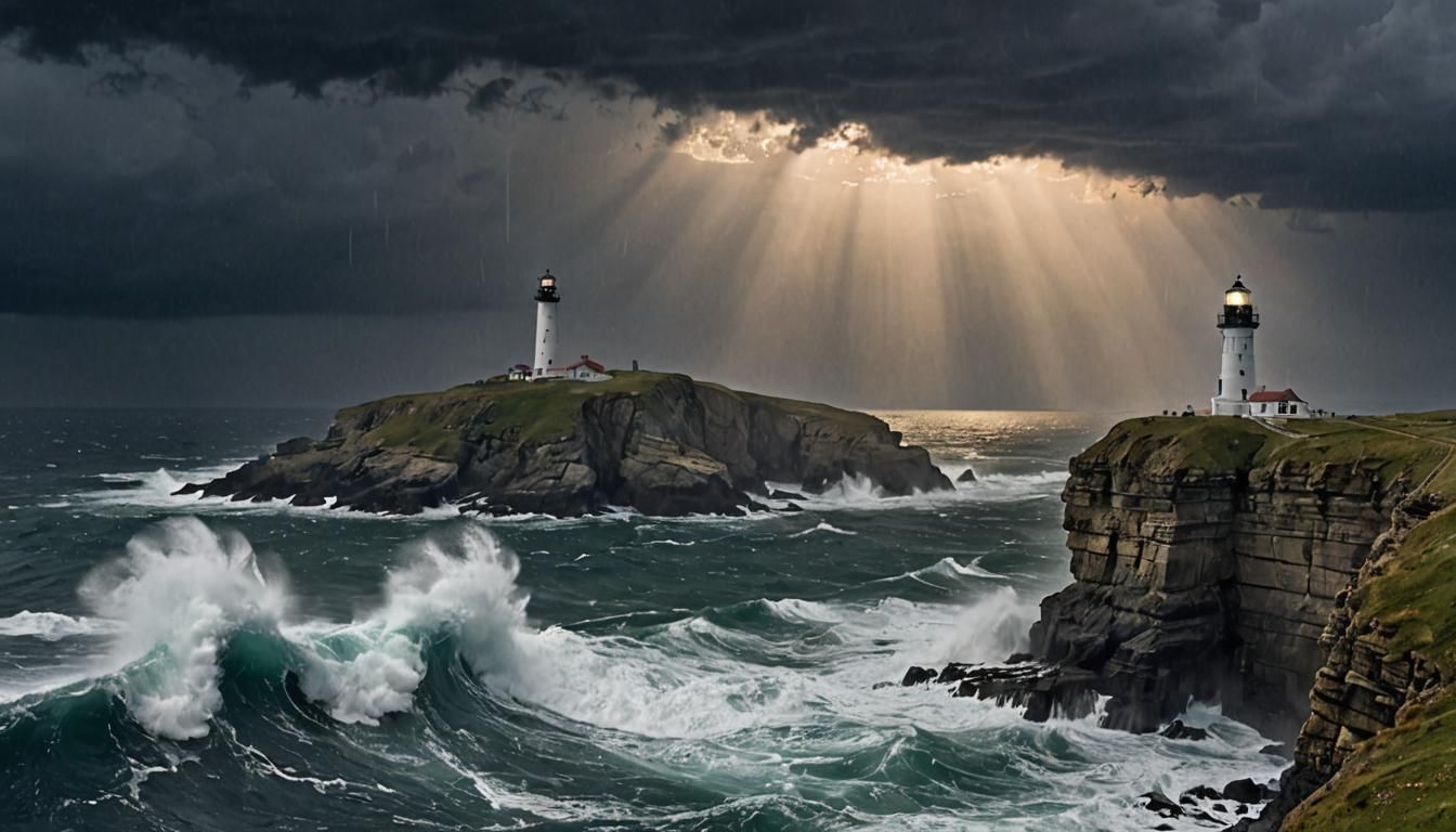 Solitary Figure at Cliff Edge in Surreal Style