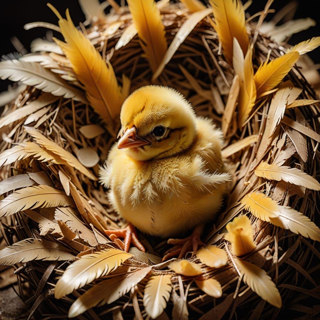 Baby Chick Hatches in Warm, Golden Light