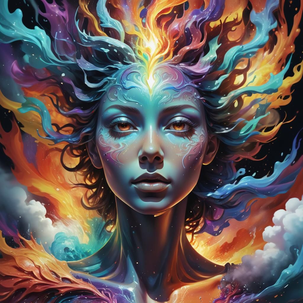 Elemental Being Portrait in Digital Art Style