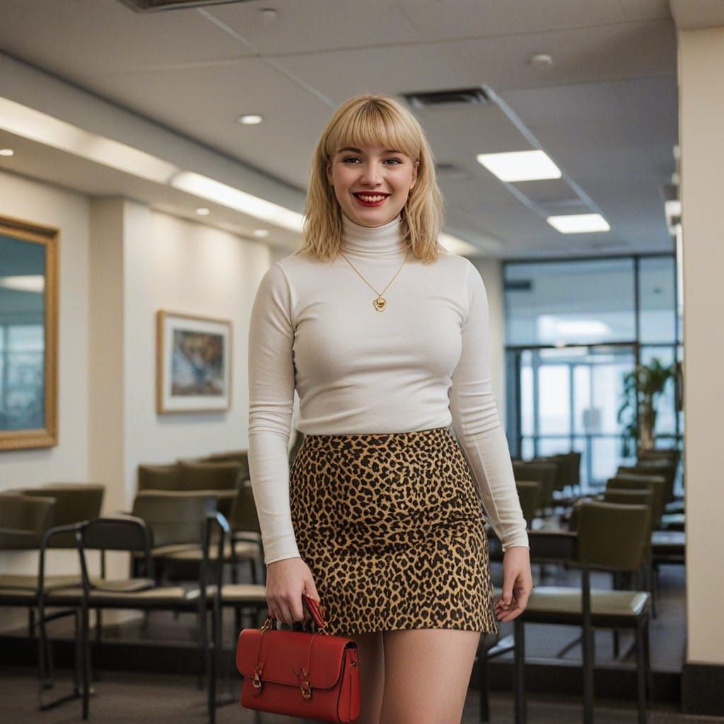 Confident Teenage Girl in Leopard Print Attire Walks through...