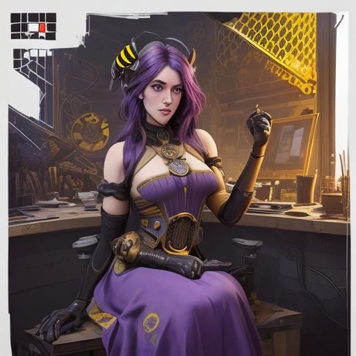 Steampunk Bees in Geometric Pop Art Style