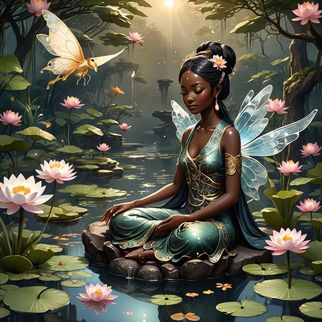 Zen Fairy made with Bing, upscaled with NightCafe
Prompt - beautiful glowing art-deco-zen-FAIRY, gorgeous wings, medita...