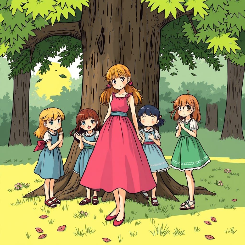 Manga Girl by Pole, Girls Covering Ears