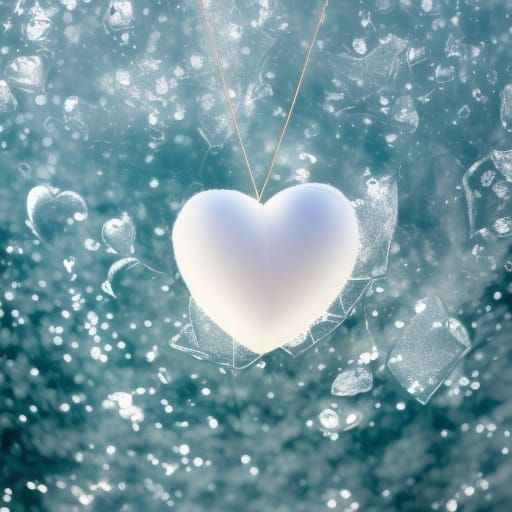 Floating Transparent Heart Orb on White