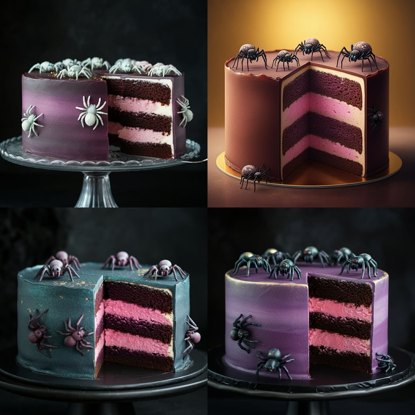 Whimsical Dark Chocolate Cake with Spider Decor