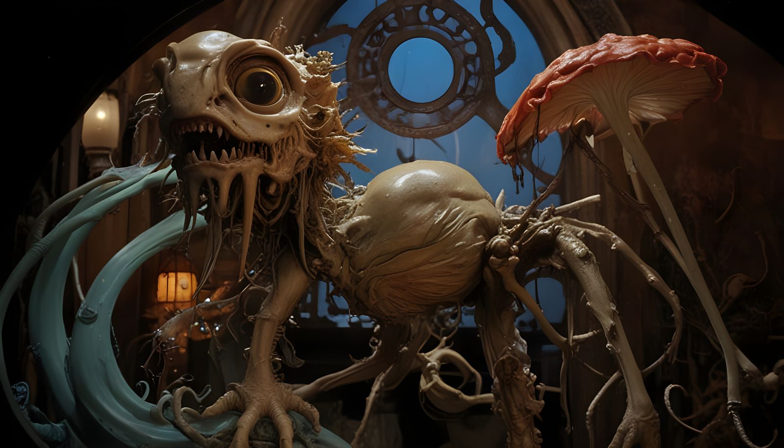 THE ALIEN MONSTER IN THE PROCESS OF DIGESTING BELLMER'S DOLL...