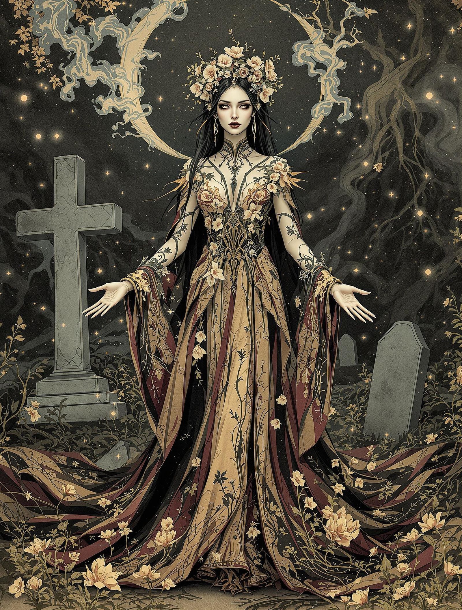 Visionary Witch in Fumage and Digital Ink