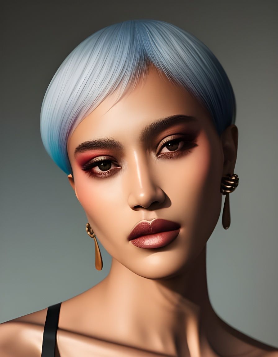 Androgynous Nonbinary Portrait in Hyperrealistic Style