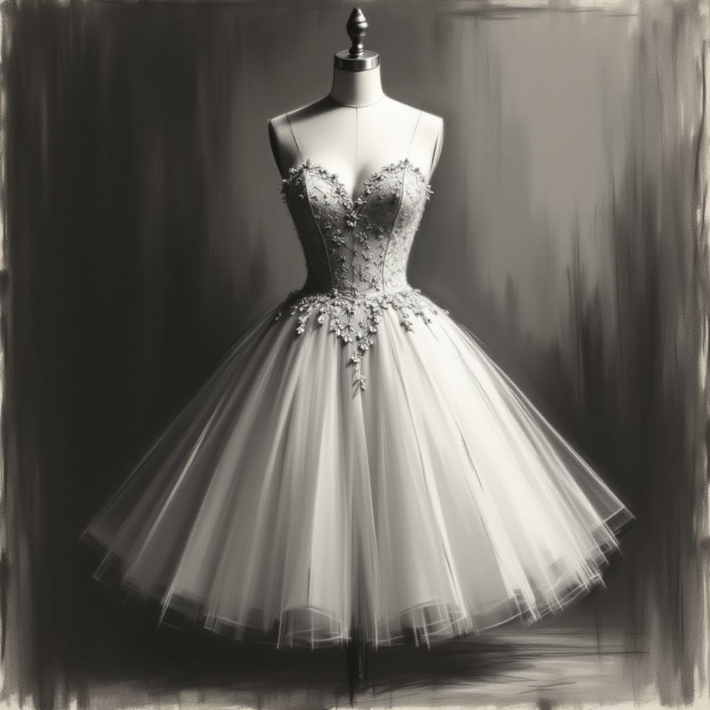 Ethereal Lace Dress on Mannequin Fine Art Painting