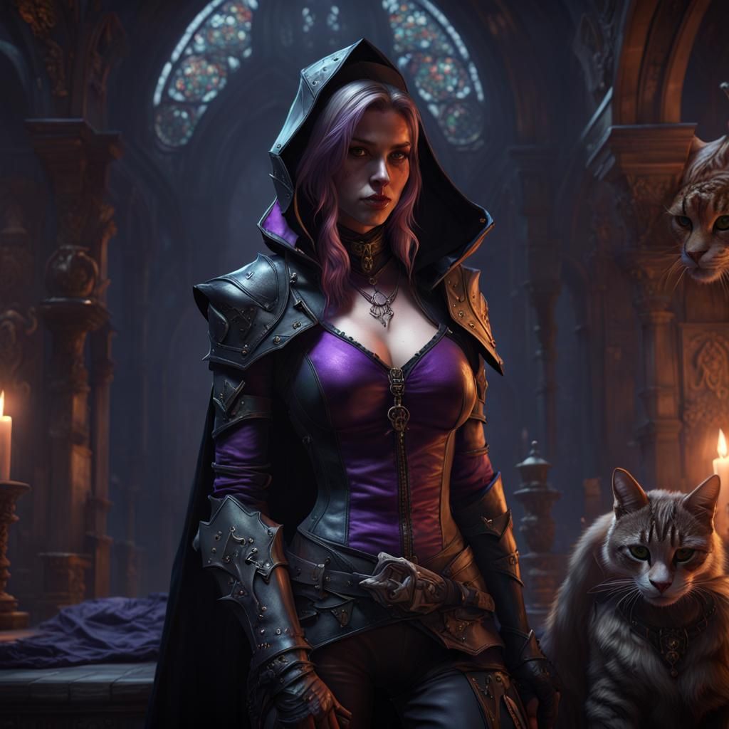 Vampire Warrior and Tabaxi Bard, Detailed Digital Art