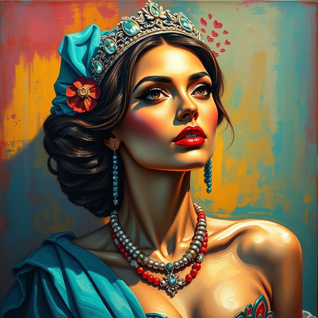 Elegant Princess Portrait in Expressive Oil Painting Style