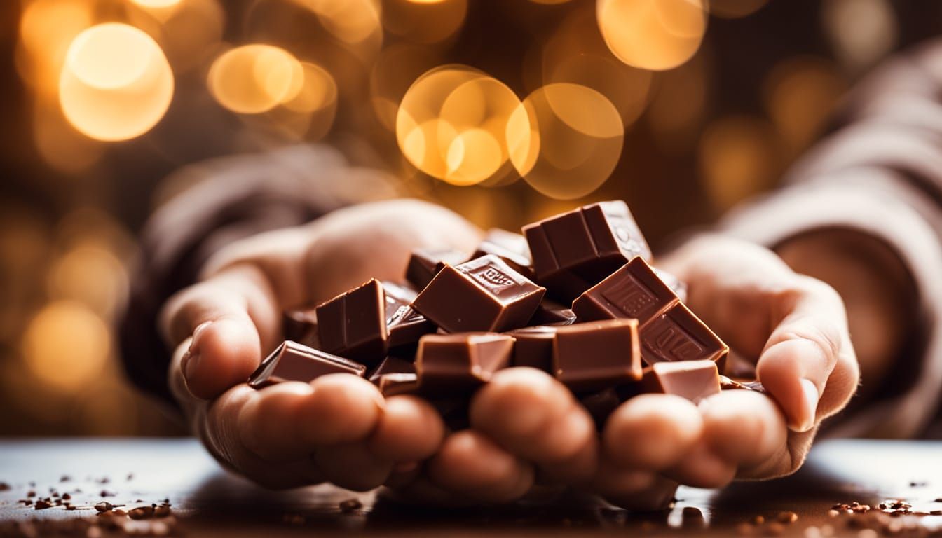 Person Holding Milk Chocolate Bar in Warm Lighting