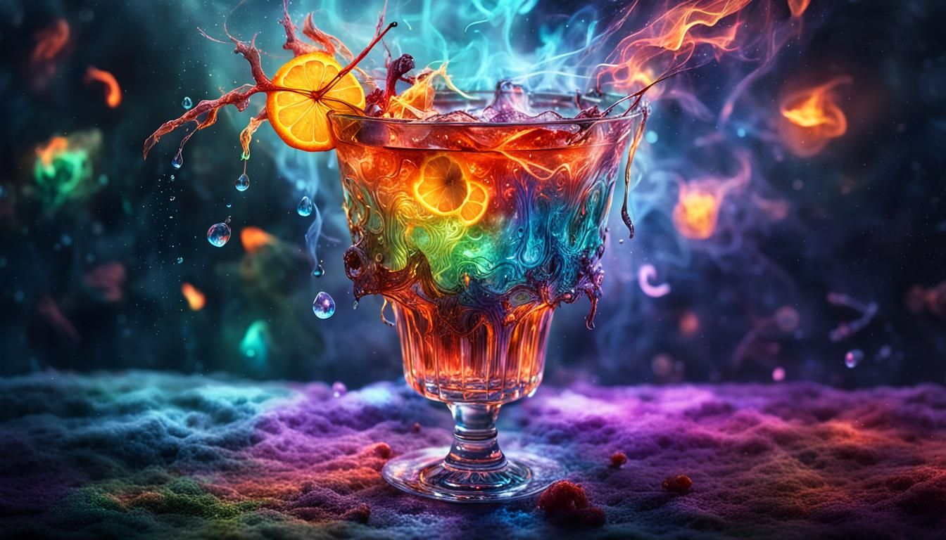 Surreal Glowing Cocktail of Ghostly Flames