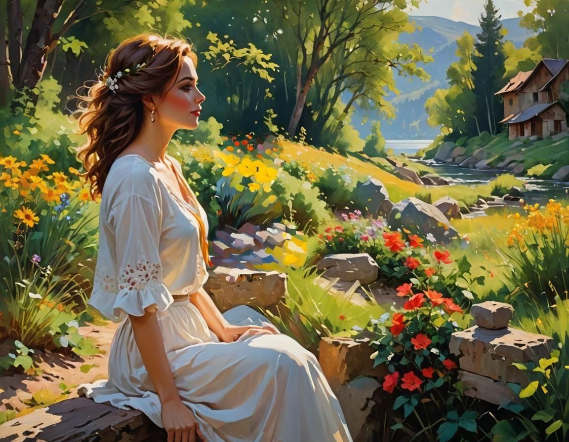 Sunny Landscape Acrylic Painting