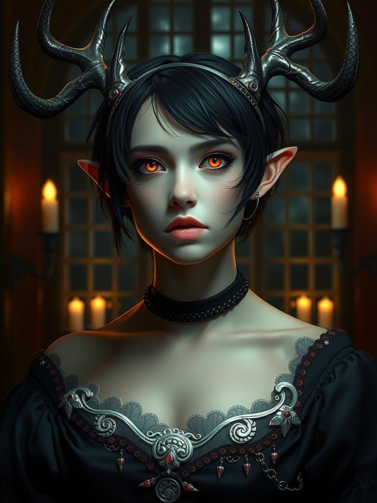 Gothic Woman Portrait in Victorian Style