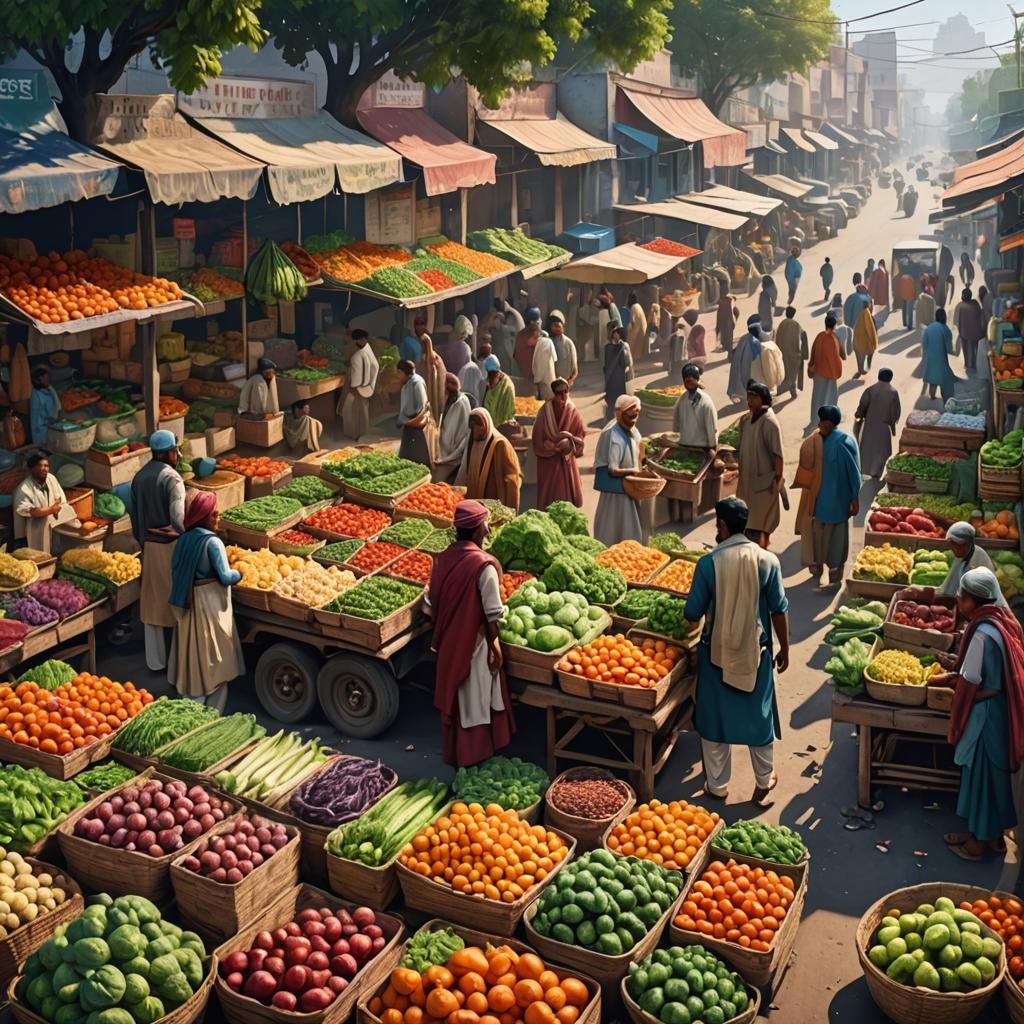 Indian Street Market Scene in Detailed Matte Painting