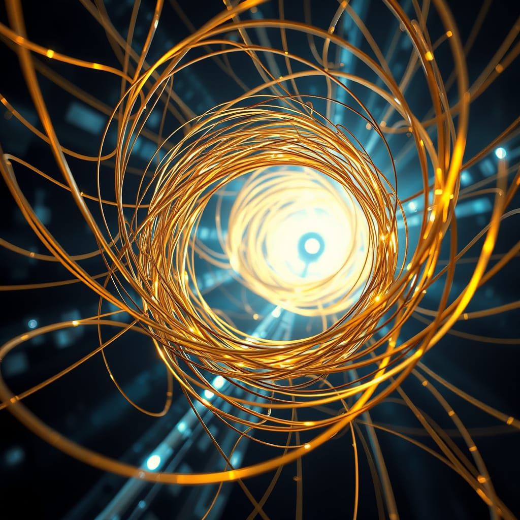 Abstract Interwoven Wires Vortex in Futuristic Style