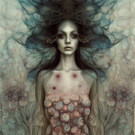 Double Exposure Ballerina in Floral Mixed-Media Collage