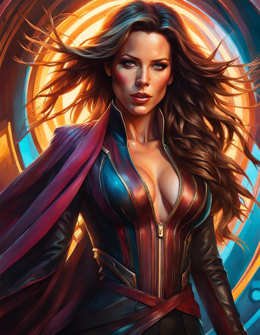 Kate Beckinsale Portrait in Art Nouveau Style