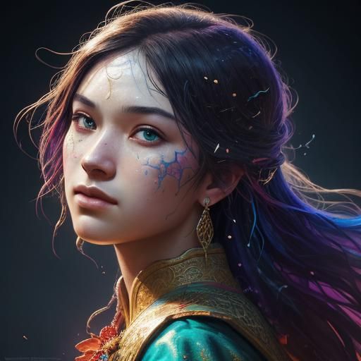 Magical Realism Portrait with Vibrant Colors
