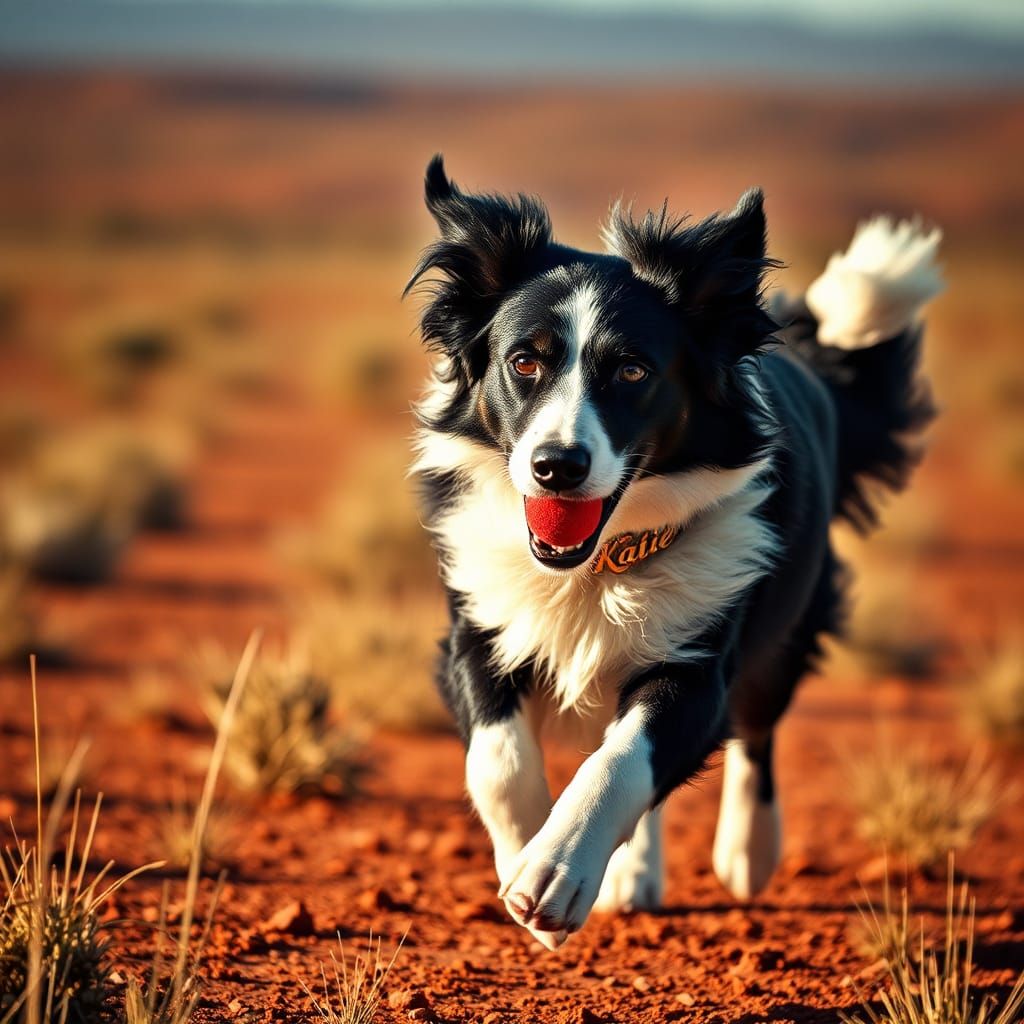 Border Collie Joyfully Runs Through Australian Outback