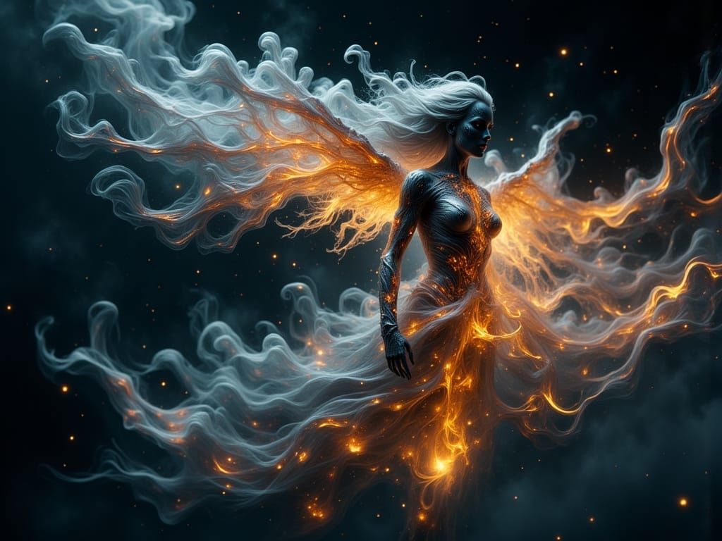 Valkyrie Formed from Smoke and Flame