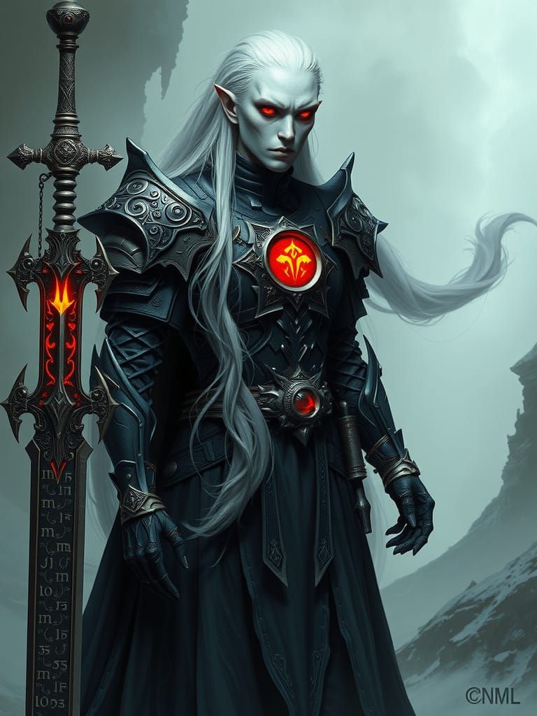 Ethereal Warrior of Melniboné in Haunting, Hyperdetailed Sty...