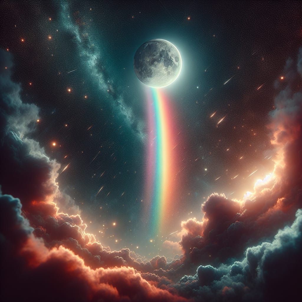 Ultra-Realistic Moonbow Illuminates Night Sky