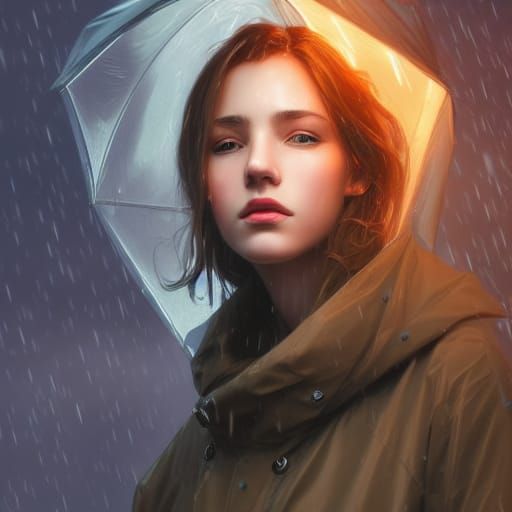 Rainy Day Portrait in Hyperdetailed Style