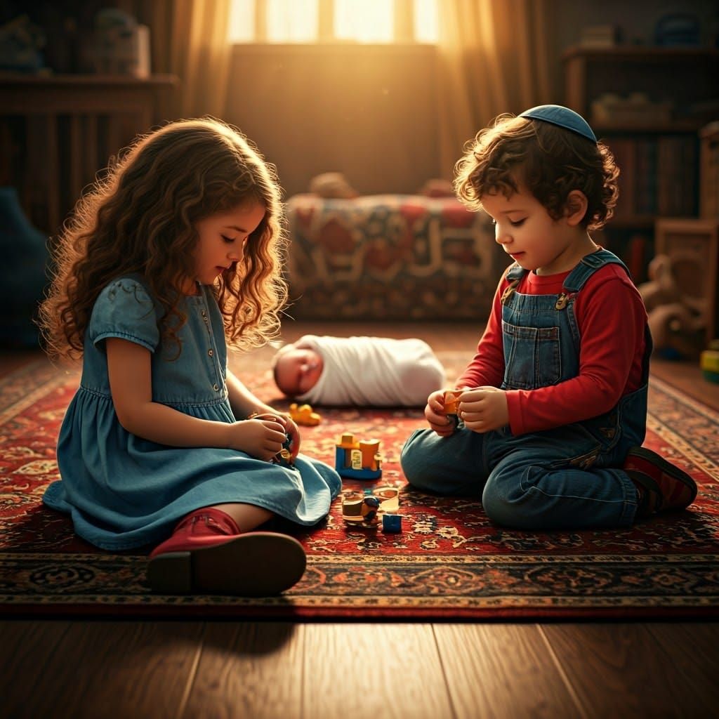 Joyful Children Playing: Digital Art in Dreamlike Style