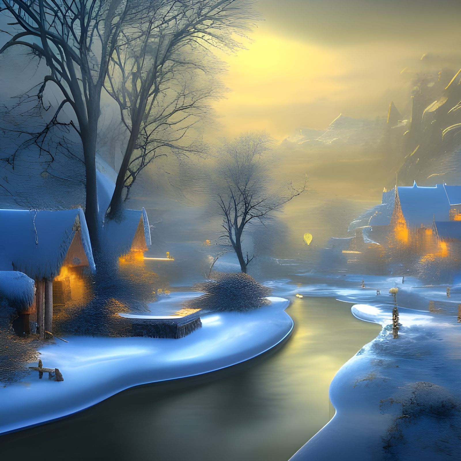 Winter Village: Elaborate Art Nouveau Concept Art