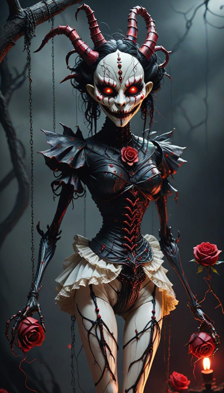 Ethereal Puppet of the Night in a Macabre Dance