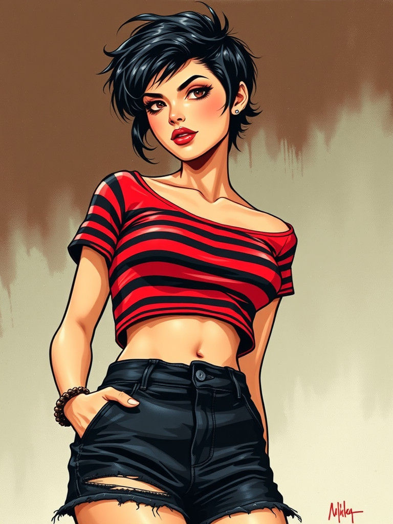 Emo Woman in Comic Book Style Art
