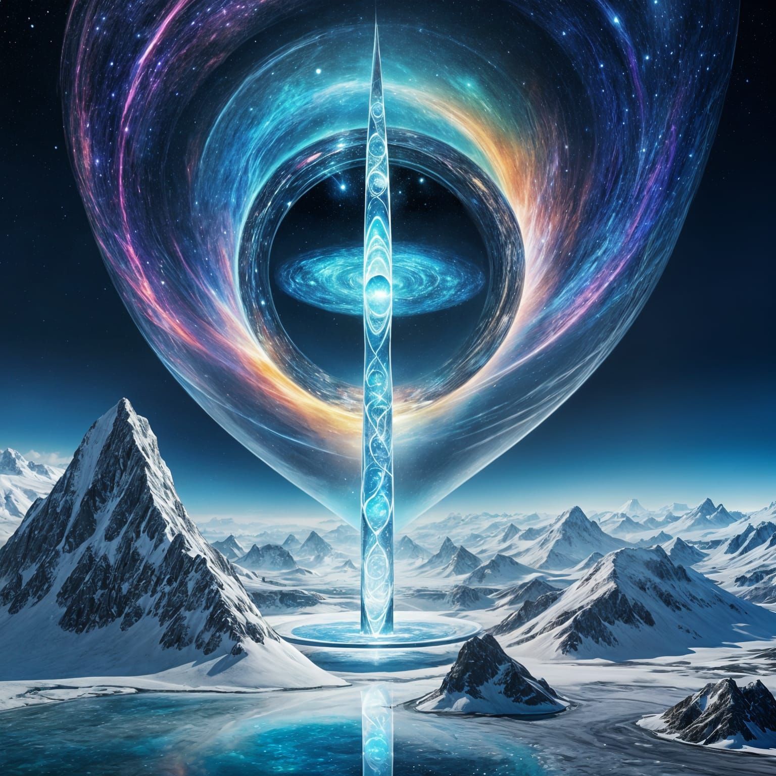Arctic Energy Vortex in Holographic Illustration Style