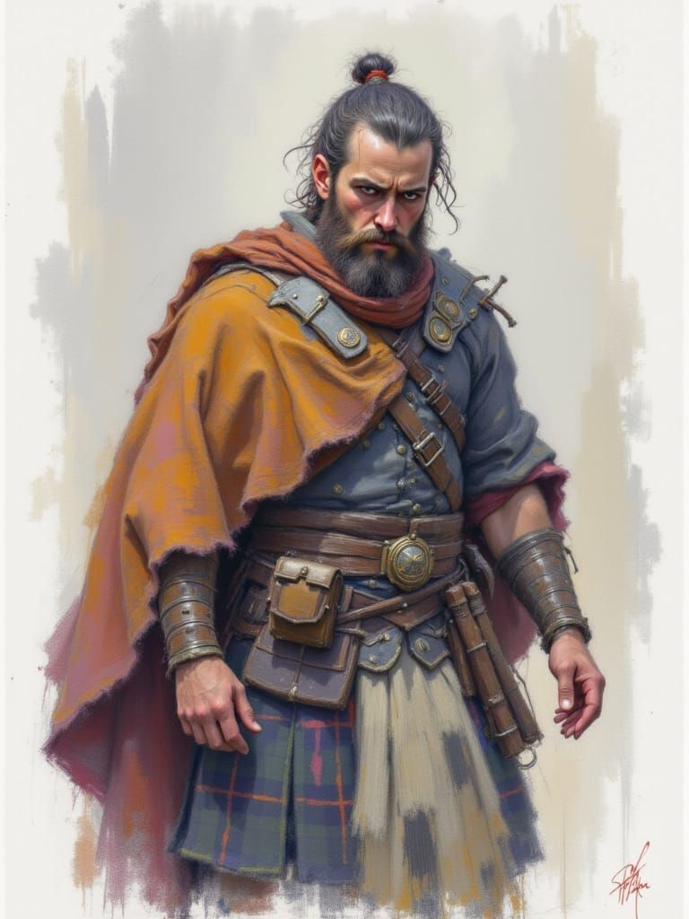 Scottish Warrior with Steel Gaze in Kilt
